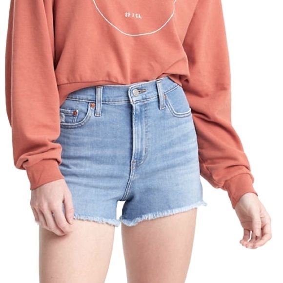 Levi's High Rise Shorts Light Wash Denim​​​ - Picture 1 of 7